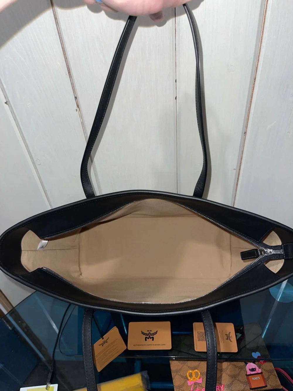 MCM Gray Logo Tote with Black Trim NWT full inclusion - Picture 4 of 14